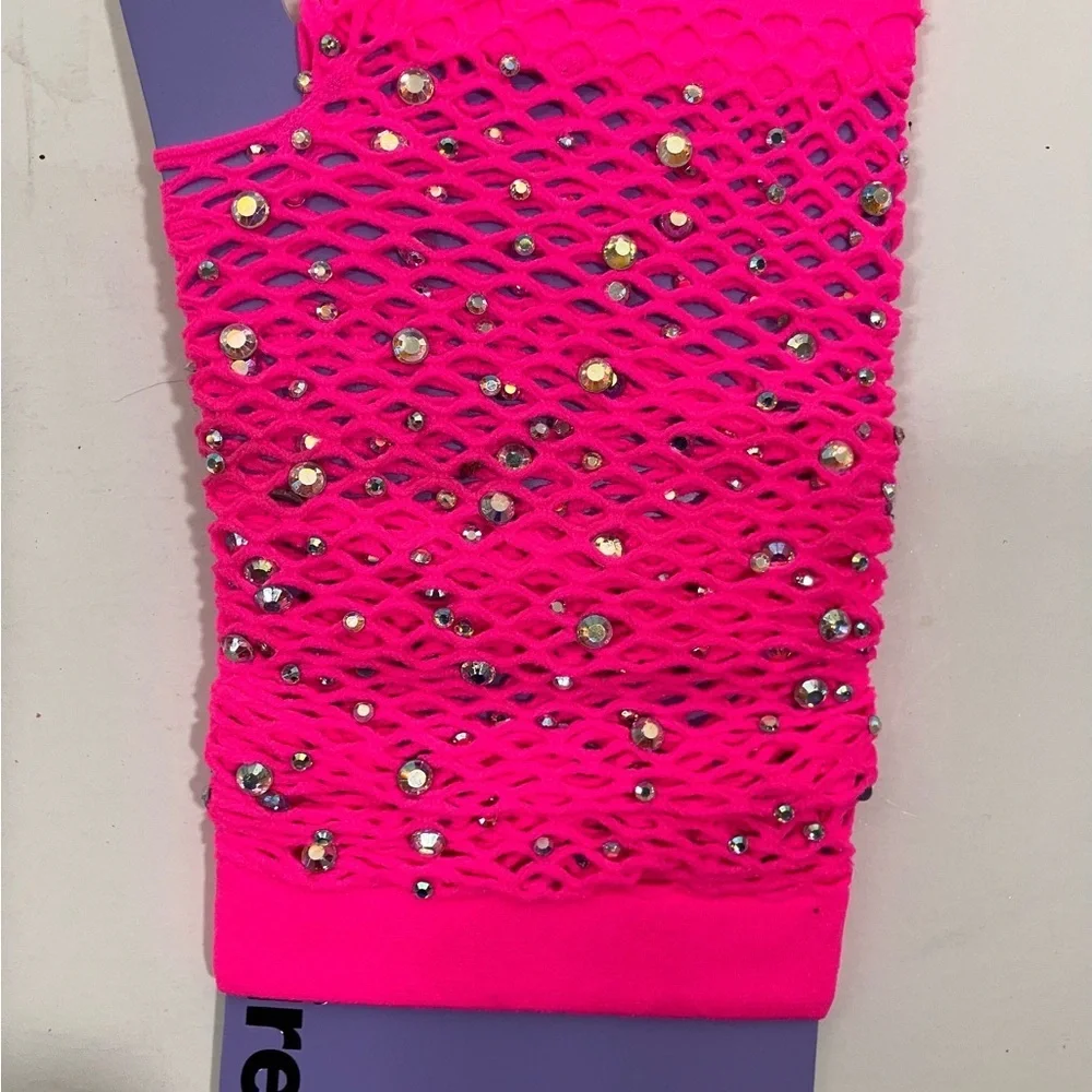 Neon Pink Fishnet Fingerless Gloves